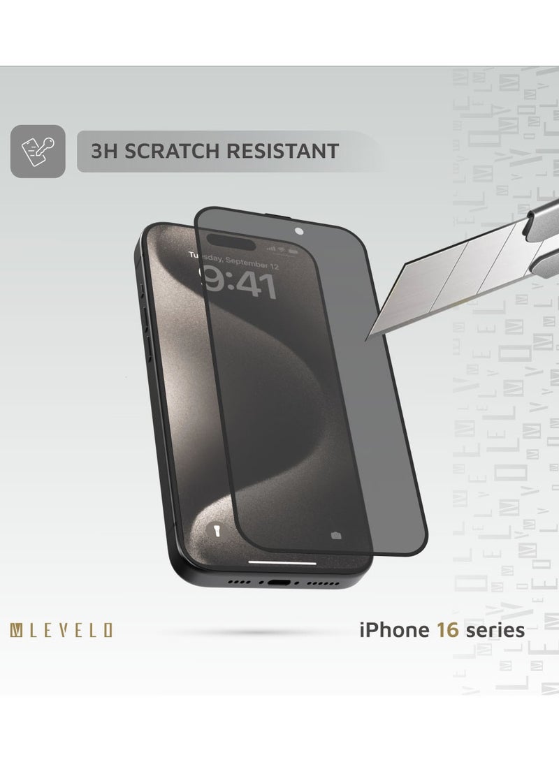 3D Privacy Screen Protector for iPhone 16 Pro Max with Super Smooth & Responsive Coating Finish / Resin Glue / High Silicone Aluminum Glass - Privacy