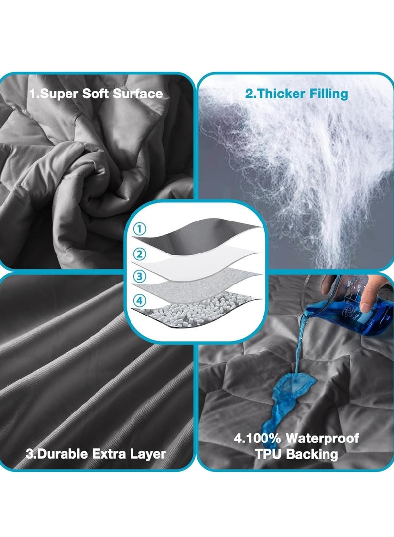 Queen Size Mattress Protector Waterproof Bed Mattress Pad Cover Protector Breathable Noiseless Queen 3D Air Fabric Cooling Mattress Pad Cover with Deep Pocket (Grey Bedspread 180cm*220cm)