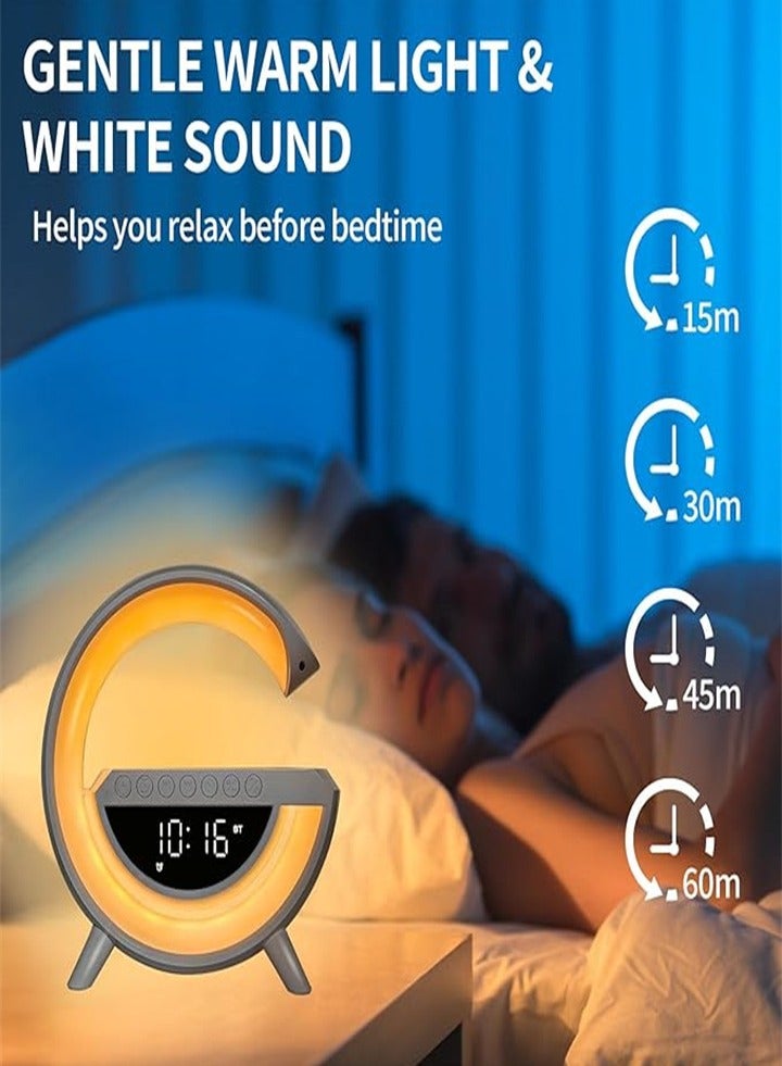 New Bedside Lamp with Wireless Speaker Charging Alarm Clock, 4 in 1 Smart LED Lamp, Wireless Phone Charger, Alarm Clock and Mood Light for Bedside Home Decor/Gift, Party