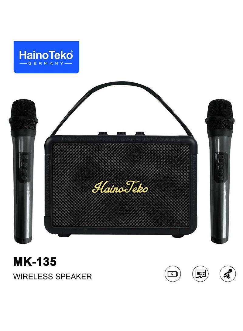 Haino Teko MK-135 Portable Wireless Speaker with Dual Microphones for Indoor and Outdoor