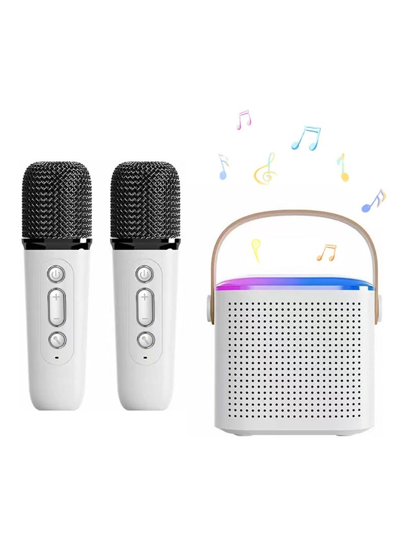 Karaoke Machine Portable Bluetooth Speaker with 2 Wireless handheled Microphones LED Lights Portable Bluetooth Karaoke Speaker for All Smartphones for Home Party Birthday Gifts