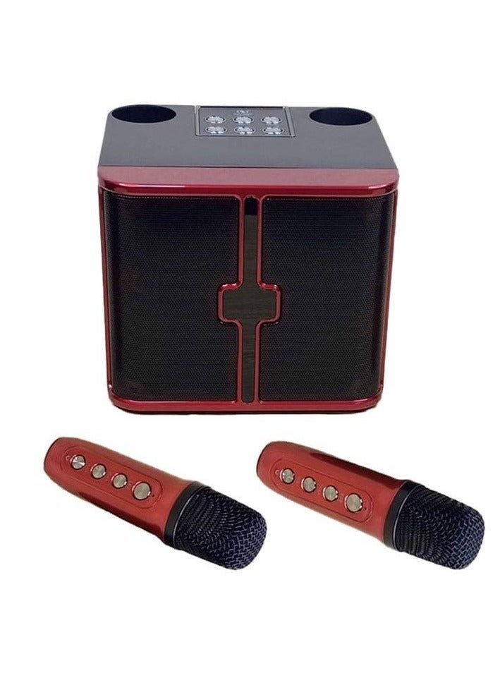 YS-232 Light Wireless Karaoke Speaker Small Stereo Blue tooth Speaker With Double Wireless Microphones