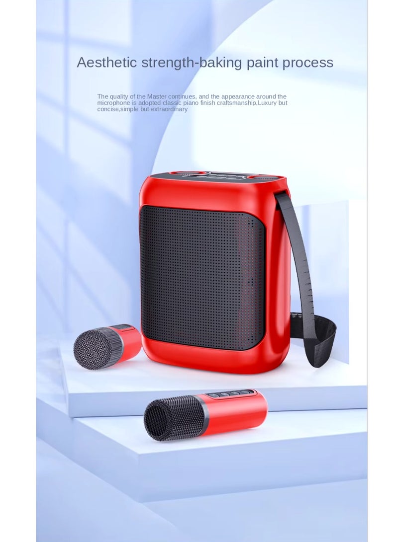 Karaoke Wireless Outdoor Portable Speaker with Strap and Dual UHF MIC