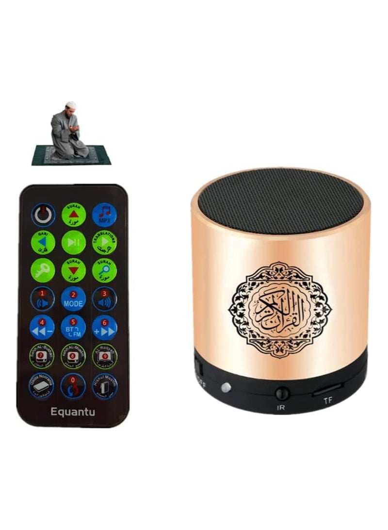 Digital Quran Player,Quran Speaker with Remote Control,USB Rechargeable Speaker,Remote Control Speaker Portable,8GB TF FM Quran Translator,Over 18 Reciters,15 Translations Available(Gold)