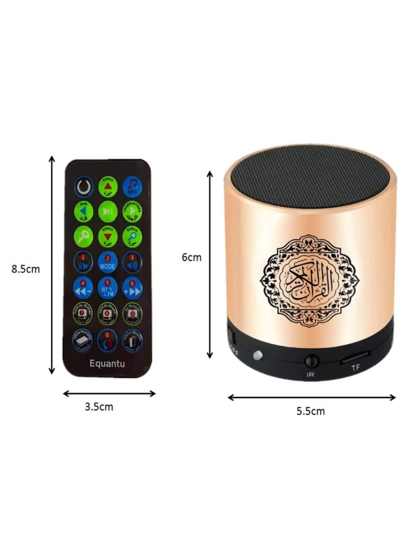 Digital Quran Player,Quran Speaker with Remote Control,USB Rechargeable Speaker,Remote Control Speaker Portable,8GB TF FM Quran Translator,Over 18 Reciters,15 Translations Available(Gold)