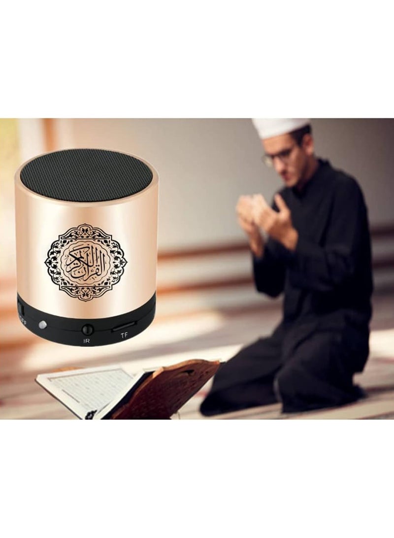 Digital Quran Player,Quran Speaker with Remote Control,USB Rechargeable Speaker,Remote Control Speaker Portable,8GB TF FM Quran Translator,Over 18 Reciters,15 Translations Available(Gold)