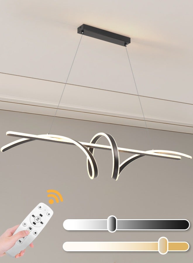 Modern LED Chandelier Dining Room,Black Personalized Long Shape 100cm Chandelier Light for Kitchen Island,Restaurant,Acrylic Dimmable Chandelier Lamp