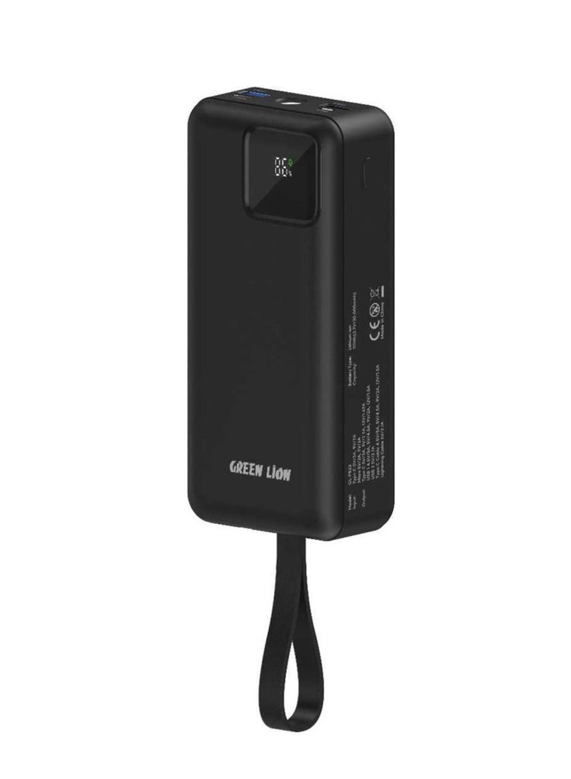 Power Tank Power Bank 30000mAh PD 22.5W with Fast Charging Cable - Black