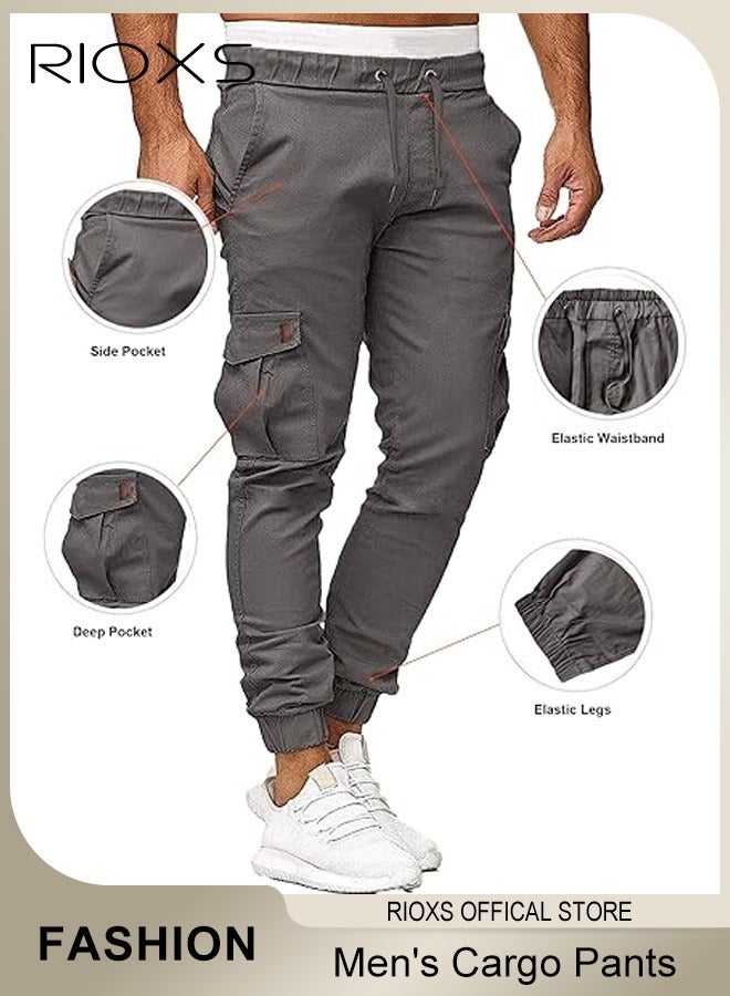 Cargo Pants For Men Fashion Joggers Baggy Loose Fit Joggers Pants With Pockets Men's Athletic Casual Sweat Pants Elastic Waist Trouser Sweatpants