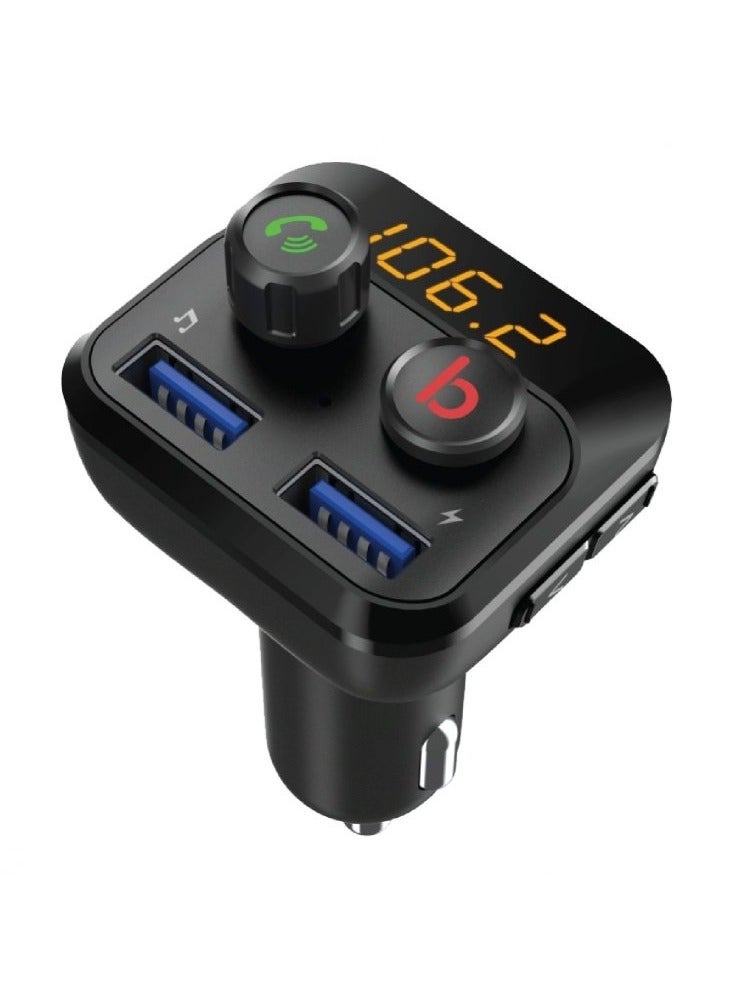 Wireless FM Transmitter Car Charger 3.4A with Bass Boost - Black