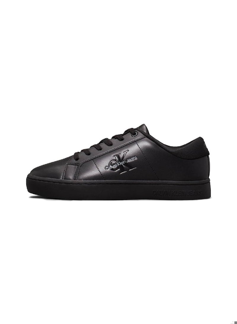 Men's  Leather Trainers , Black - Leather