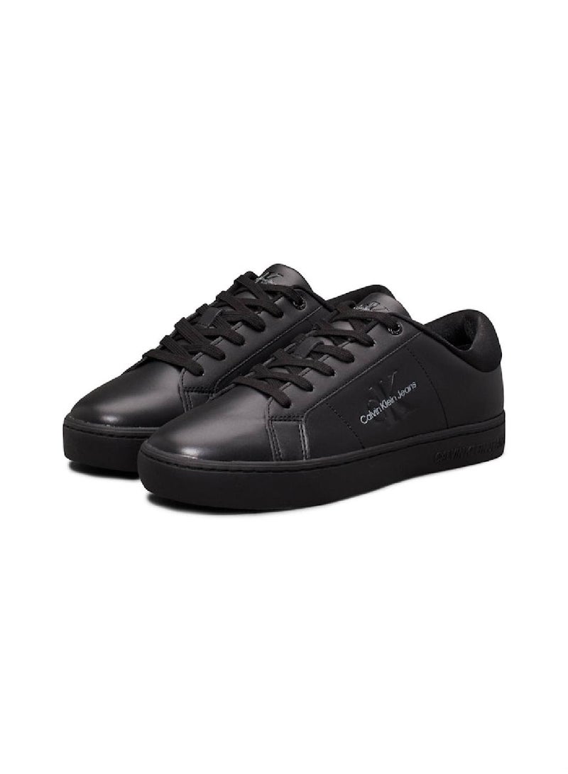 Men's  Leather Trainers , Black - Leather