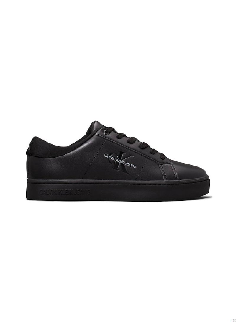 Men's  Leather Trainers , Black - Leather