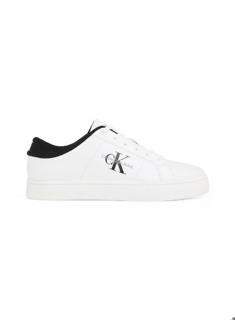 Men's  Leather Trainers , White - Leather