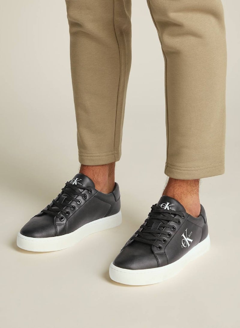 Men's Leather Trainers -  recycled and bio-based blend leather upper , Black