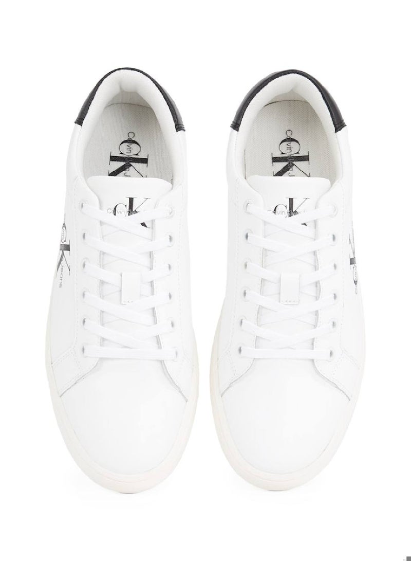 Men's Leather Trainers -  recycled and bio-based blend leather upper , White