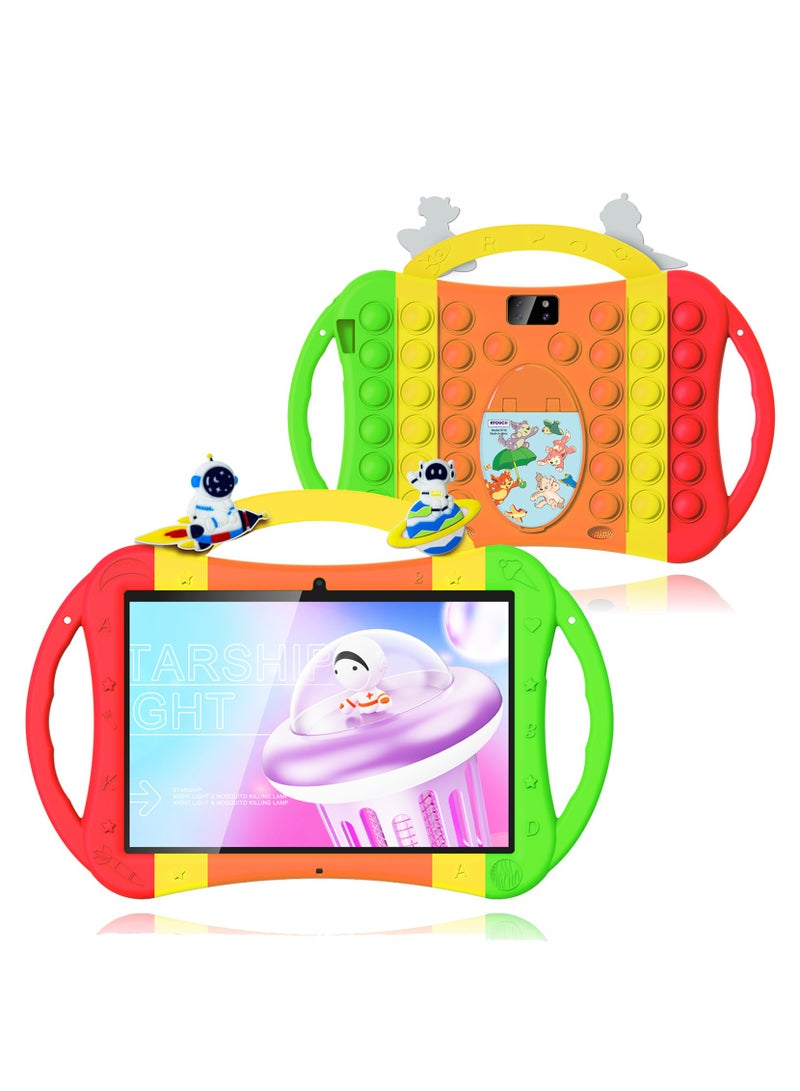 Early Education KT10 Smart Android Kids Tablet 10.1 Inch Display 6GB RAM 256GB ROM WiFi and Dual SIM Supported Tablet Protective With Silicon Case/ Learning and Playing Toys Orange