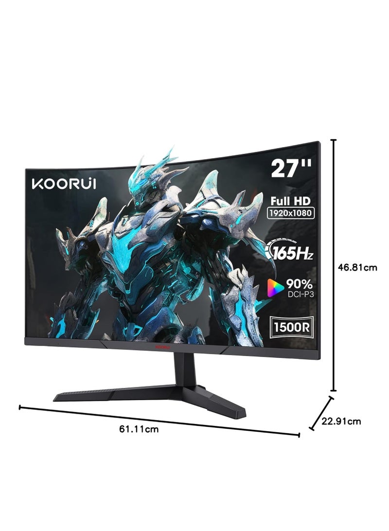 KOORUI 27E6CA Gaming Curved Monitor, 27