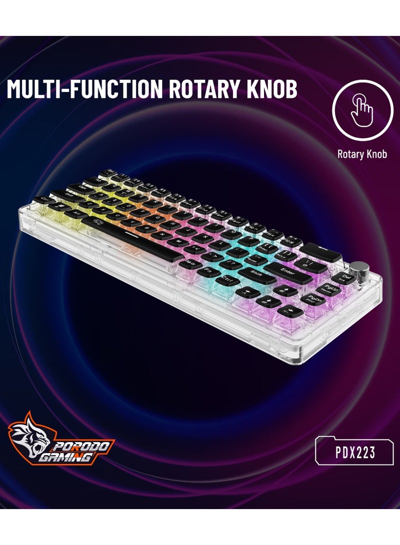 Transparent Mechanical Keyboard with Pudding Keycaps and RGB Lights / Gaming - Transparent with Black Keys