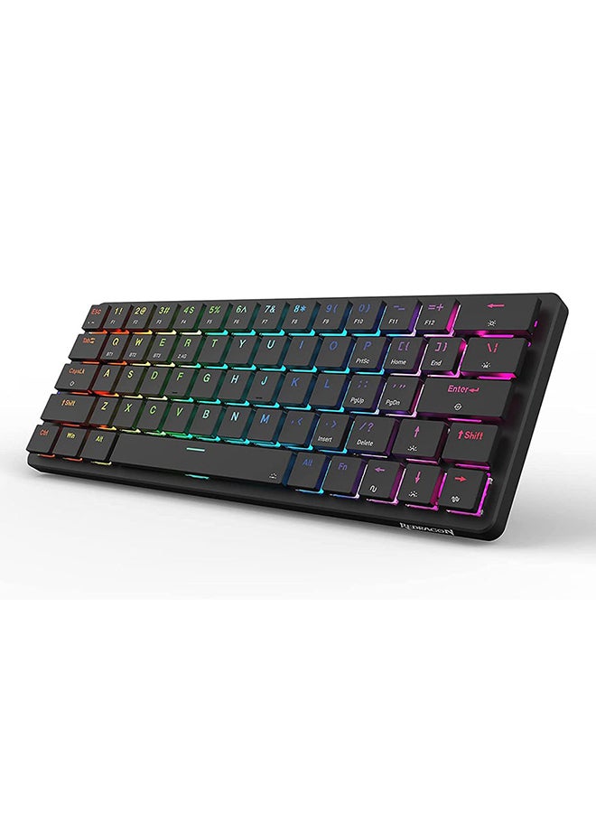 Redragon K624P Elise Pro Rgb 60% Wireless 2.4Ghz / Bluetooth 5.0 / Wired Type C Gaming Mechanical Keyboard – Low Profile Blue Switches (Black)