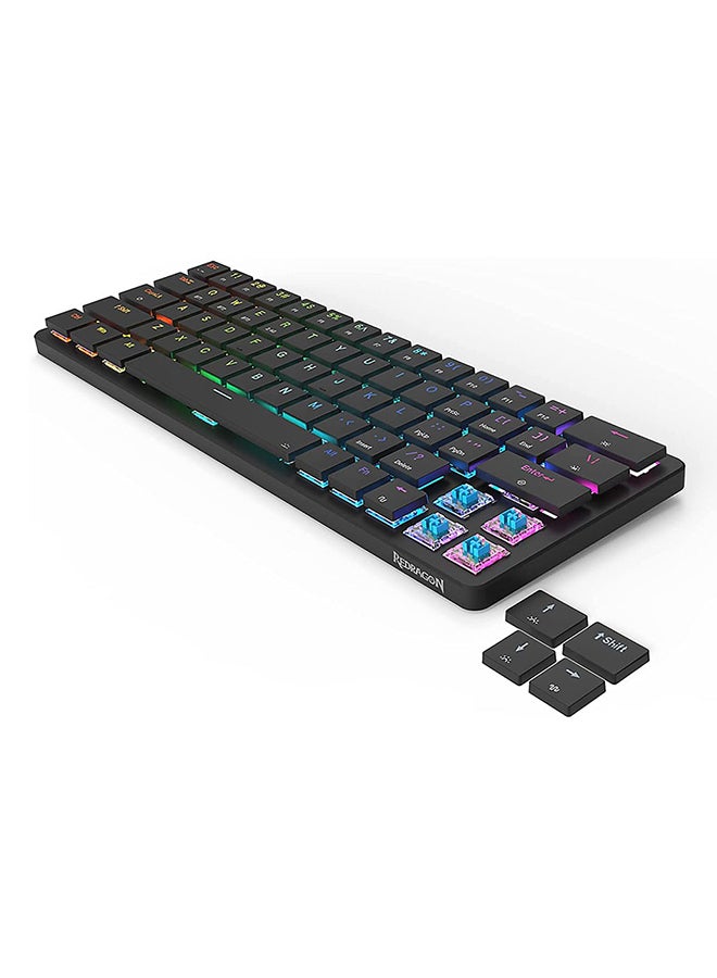 Redragon K624P Elise Pro Rgb 60% Wireless 2.4Ghz / Bluetooth 5.0 / Wired Type C Gaming Mechanical Keyboard – Low Profile Blue Switches (Black)
