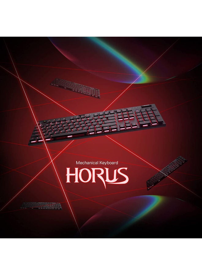 K618 Horus Wireless RGB Mechanical Keyboard, BT/2.4Ghz/Wired Tri-Mode Ultra-Thin Low Profile w/No-Lag Cordless Connection, Dedicated Media Control & Linear Red Switch, Black | K618-RGB