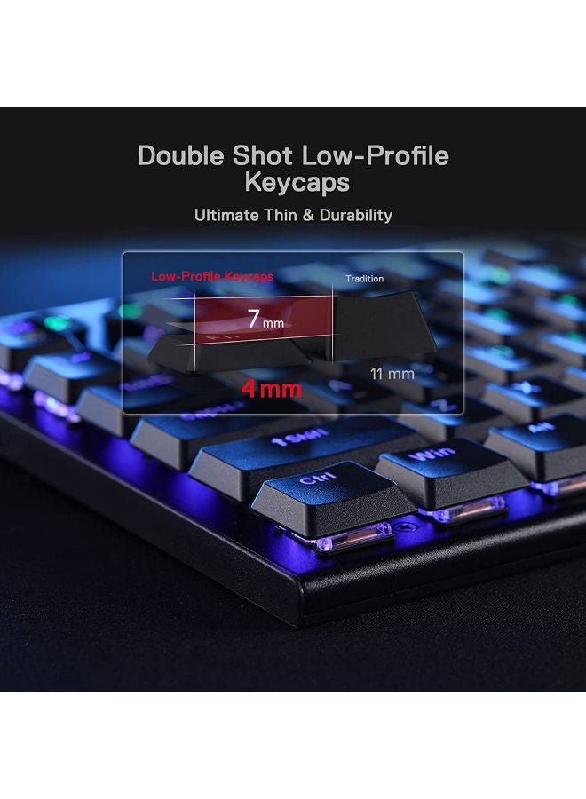 K618 Horus Wireless RGB Mechanical Keyboard, BT/2.4Ghz/Wired Tri-Mode Ultra-Thin Low Profile w/No-Lag Cordless Connection, Dedicated Media Control & Linear Red Switch, Black | K618-RGB