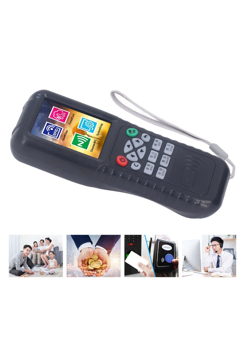 RFID NFC Card Copier Reader Writer, Decoding IC Card Smart Key Duplicator, NFC Card Reader, Support for ID IC Full Band, Smart Card Reader Writer HD Full Color Screen, Black