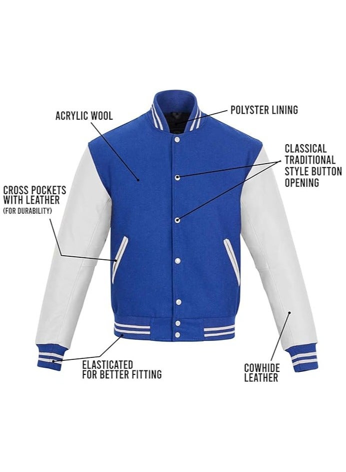 VARSITY JACKET PREMIUM QUALITY-MULTIPLE COLOR COMBINATIONS-RETRO STYLE COLLEGE JACKET FOR MEN&WOMEN