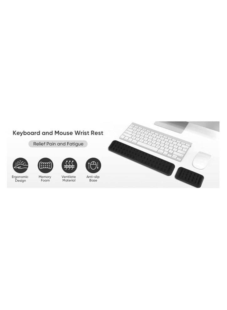 Memory Foam Keyboard and Mouse Wrist Rest Pad, Ergonomic Rest, Support Support, Pain Relief Easy Typing for Desktop Computer, Home, Office Laptop