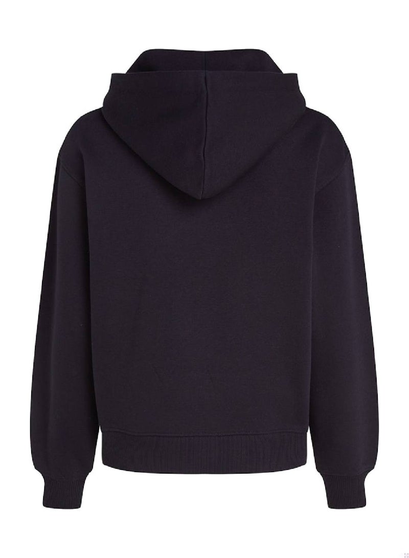 Women's  Modern Regular Corporate Logo Pullover Hoodie , Blue - Cotton