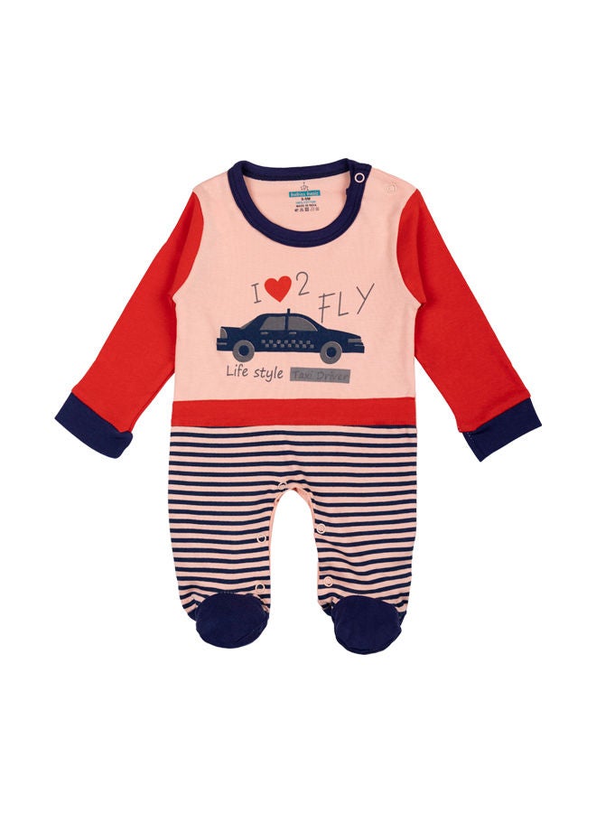 100% Cotton Printed Long Sleeves Jumpsuit/Romper/Sleepsuit With Feet Covering For Babies