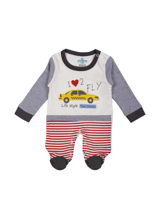 100% Cotton Printed Long Sleeves Jumpsuit/Romper/Sleepsuit With Feet Covering For Babies