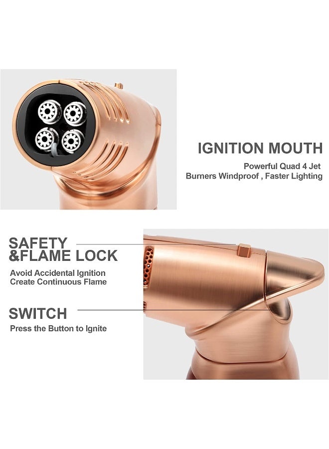 ALSAQER-Jobon 4 Jet Flame Windproof Butane Gas Lighter-Bakhoor  Lighter-Jobon Torch Lighter-BBQ Lighter (Gas not Included)-()