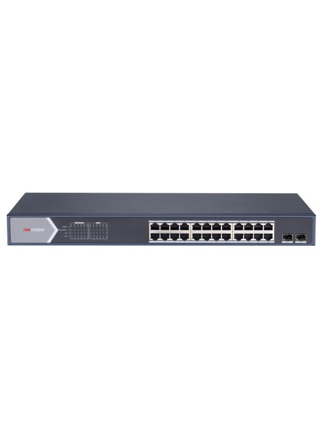 24 Port Gigabit Smart POE Switch, 24Gigabit PoE Ports, 2Gigabit Fiber Optical Port, 300m Long Range PoE, 6KV Surge Protection, 56Gbps Switching Capacity, 400 W Max. Power Consumption, 4.1 Mbits, Metal, DS-3E1526P-SI Blue