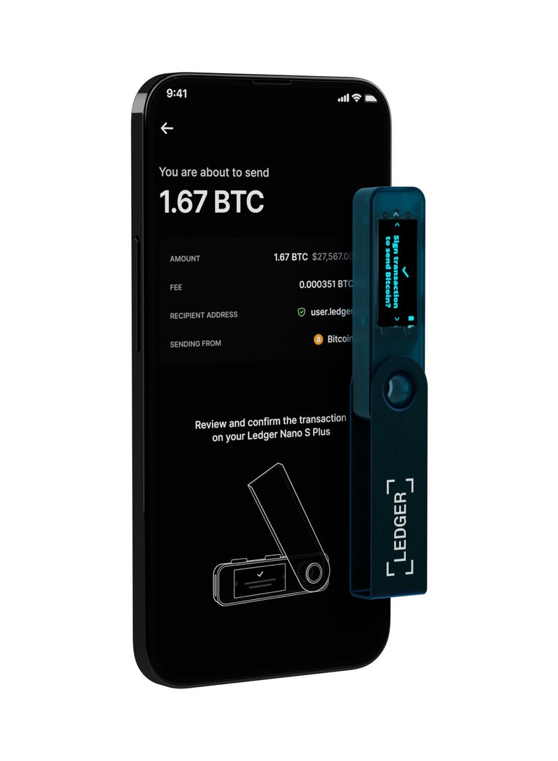 Nano S Plus Hardware Wallet | Safest Crypto & NFT Cold Storage, OLED Screen, Type-C Connectivity, 5000+ Coins Supported, for Android, MacOS & Windows - Sapphire Blue