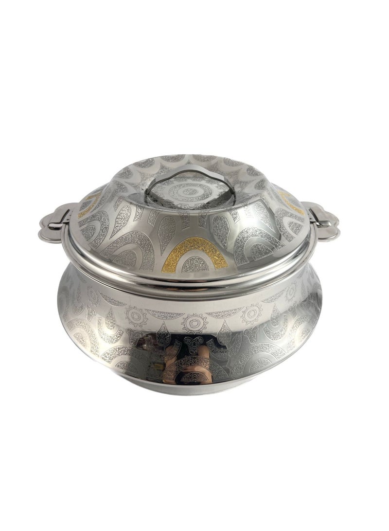 Orcus Hotpot 1500ml Capacity - Unique Locking Lid - High Quality Stainless Steel - Gold  Etching & Silver