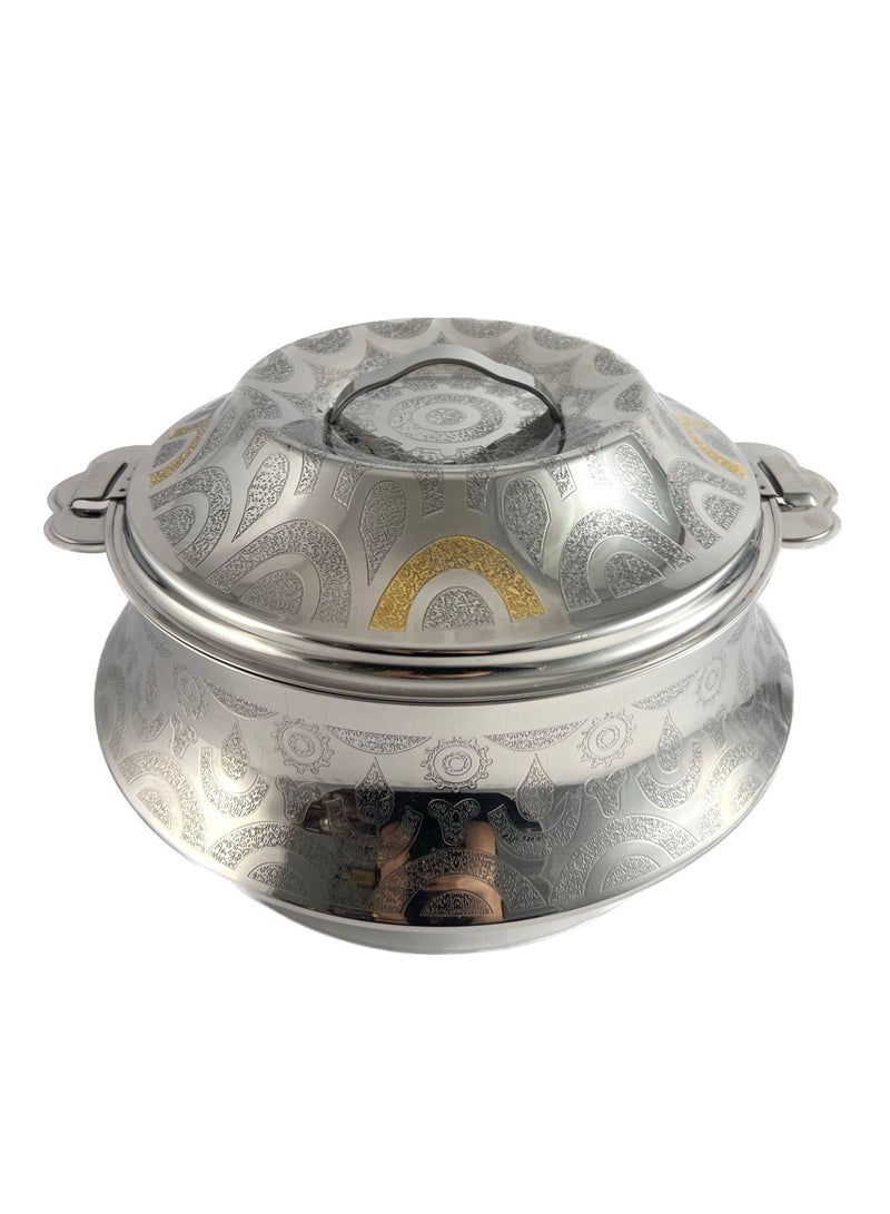 Orcus Hotpot 5000ml Capacity - Unique Locking Lid - High Quality Stainless Steel - Gold  Etching & Silver