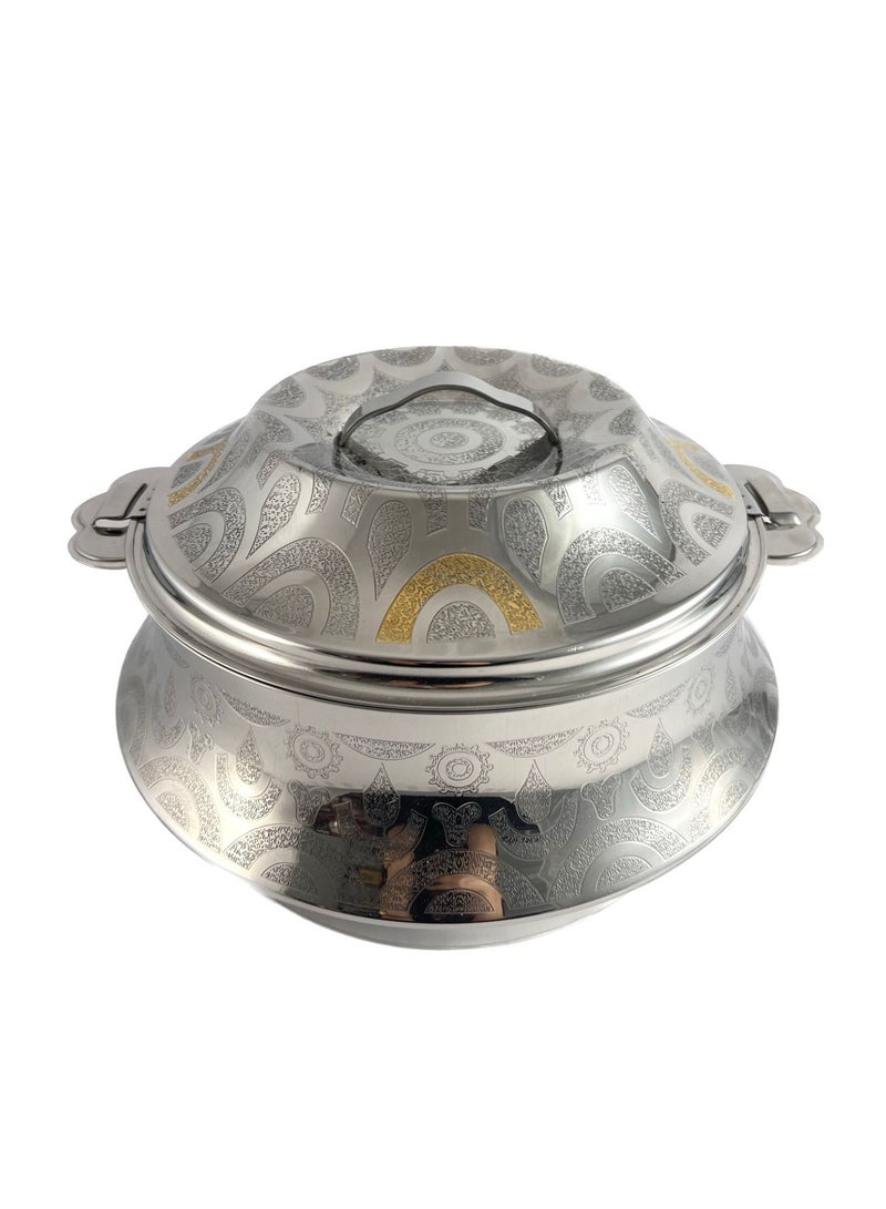 Orcus Hotpot 3500ml Capacity - Unique Locking Lid - High Quality Stainless Steel - Gold  Etching & Silver