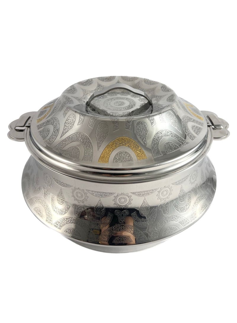 Orcus Hotpot 7500ml Capacity - Unique Locking Lid - High Quality Stainless Steel - Gold  Etching & Silver