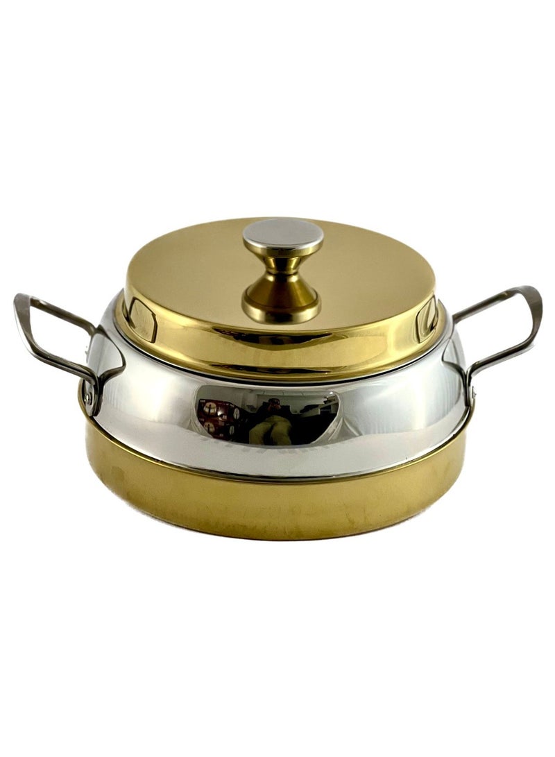 Ellora Hotpot 7500ml Capacity - Air Tight Lid - High Quality Stainless Steel - Gold & Silver