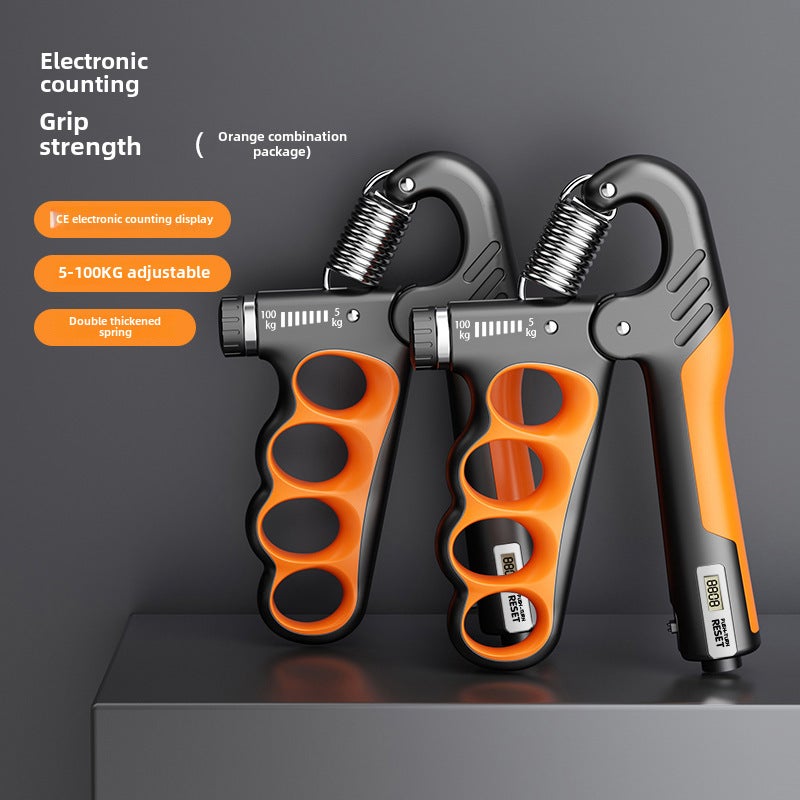 Electronic Counting Grip Strengthener Fitness Arm ExerciserOrange -2 combination [electronic counting]] Orange -2 combination [electronic counting]]