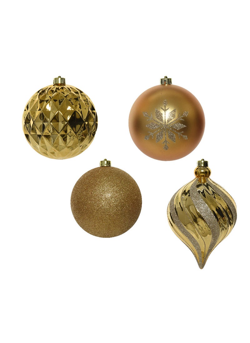 Kaemingk Christmas   Bauble Shatterproof Gold, 15Cm, Assorted Design 6 Pcs Per Pack