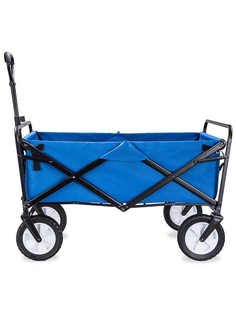 Heavy Duty Folding Beach Wagon, Collapsible Camping Cart with Wide Tires – Portable Hand Wagon for Garden, Yard, Shopping, and Beach Trips Color( Blue, Red, Green)