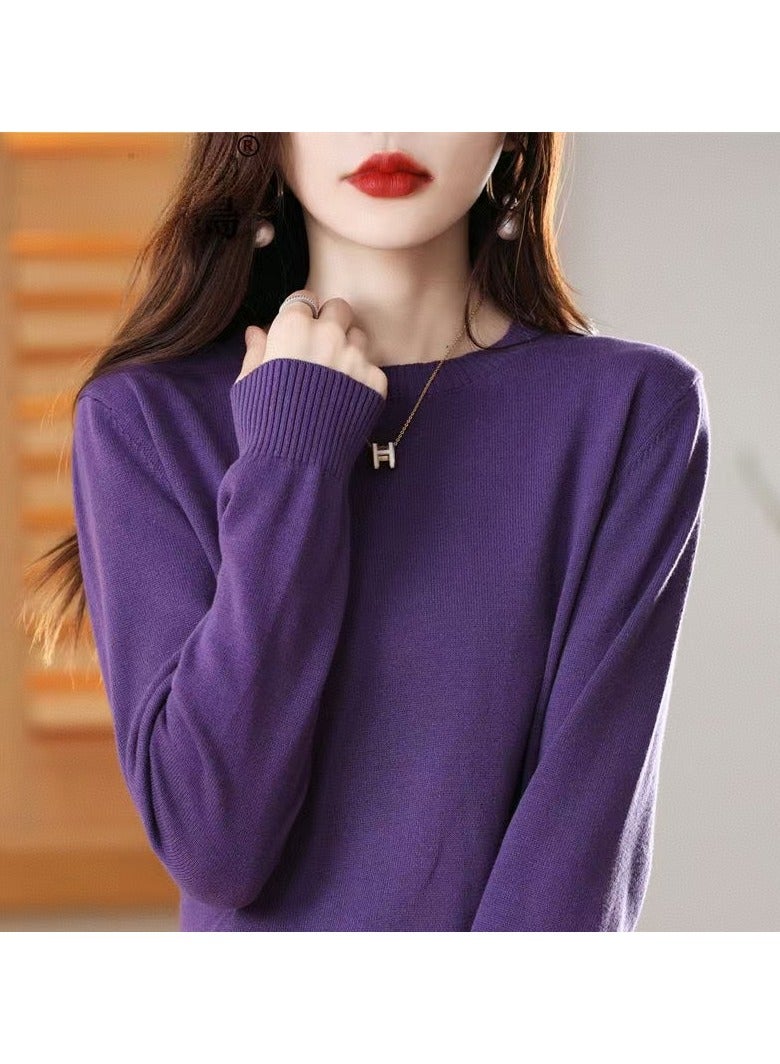 Fashionable new women's round neck sportswear, women's wool pullover sweater