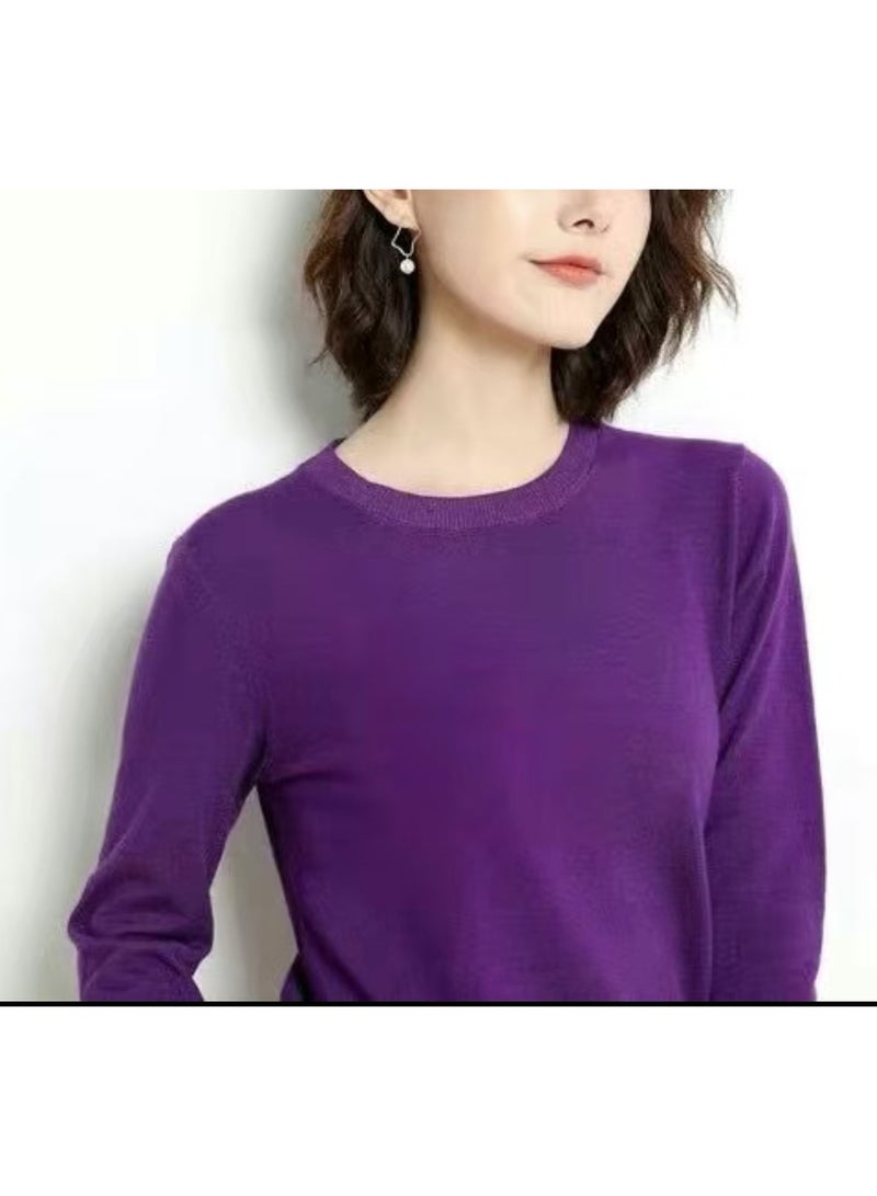 Fashionable new women's round neck sportswear, women's wool pullover sweater