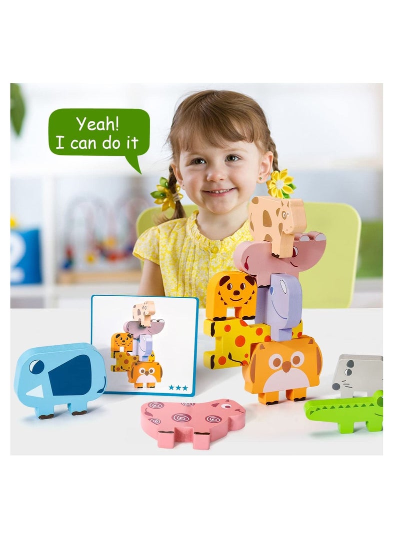 Montessori Toys for 1 2 3 4 Year Old Year, Wooden Blocks Sorting & Stacking Toys Gifts for 2-4 Year Old Girl Boy Toddlers, Kids Preschool Educational Toys Fine Motor Skills Learning Games