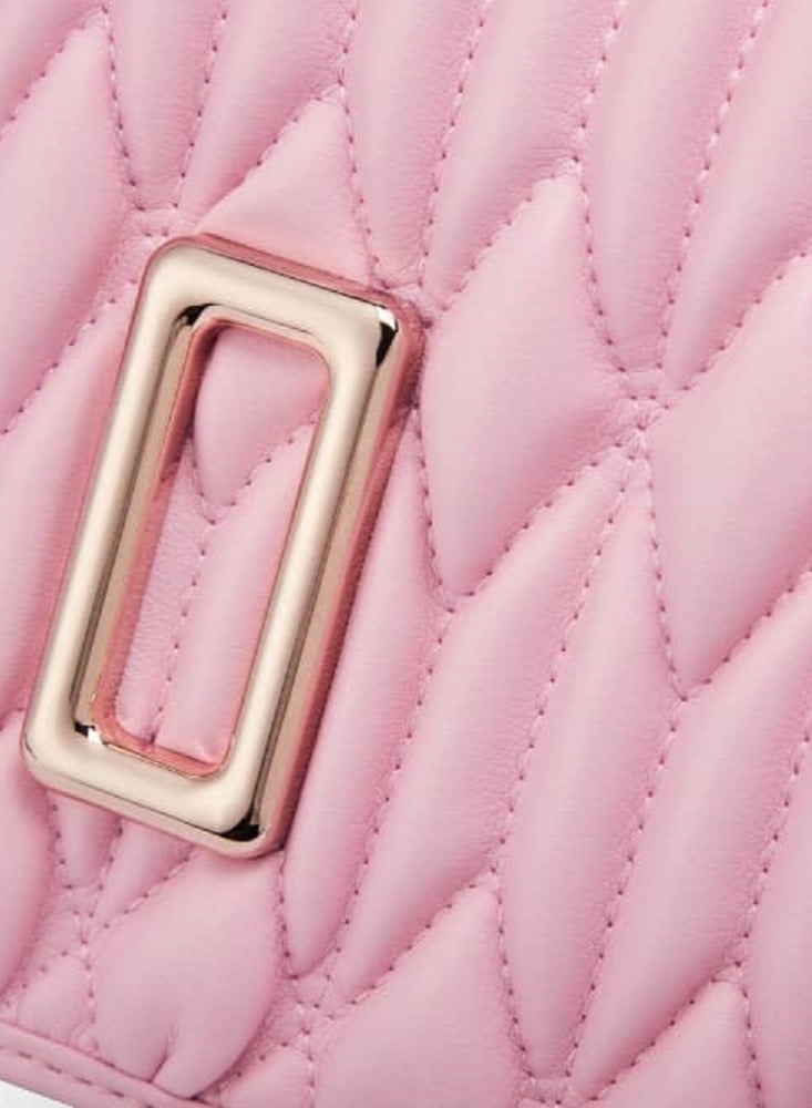 Light Pink Ruched Bag - Genuine Leather Handbag for Women, Trendy Small Purse, Stylish Handbag with Textured and Structured Design, Lightweight Handheld Bag for Daily Use, Premium Leather Craftsmanship for Versatile and Sophisticated Fashion