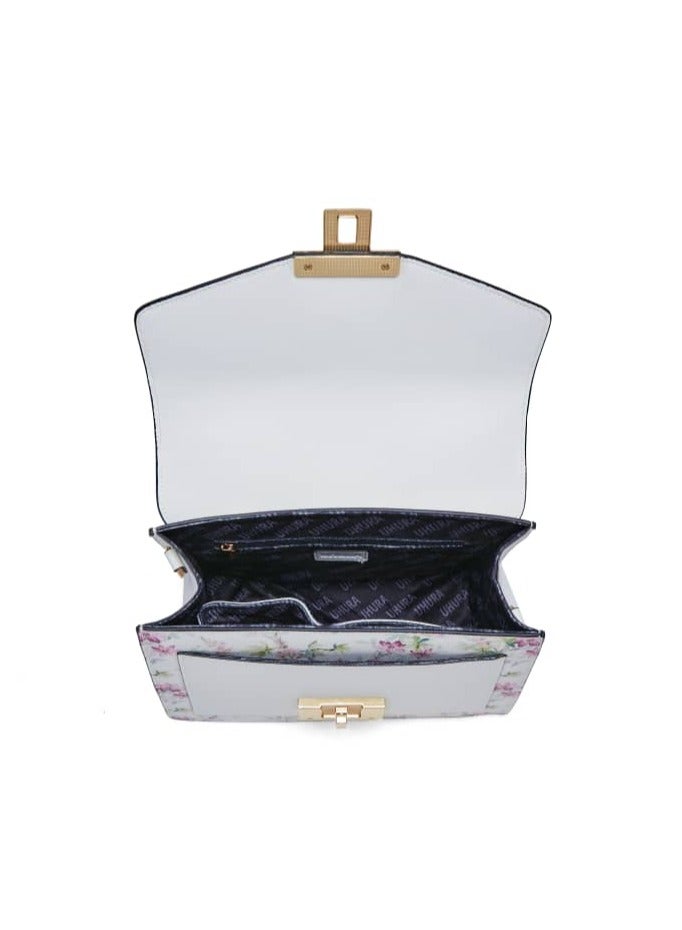 Floral Office Bag – Genuine Leather Office Handbag for Women, Elegant Crossbody Women’s Handbag, Stylish Ladies Fashion Purse, Compact Luxury Crossbody Sling Bag with Floral Design, Functional Shoulder Tote Bag for Work, Travel, and Everyday Use