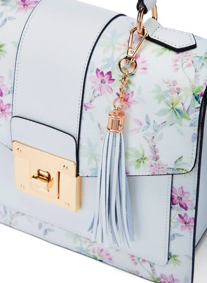 Floral Office Bag – Genuine Leather Office Handbag for Women, Elegant Crossbody Women’s Handbag, Stylish Ladies Fashion Purse, Compact Luxury Crossbody Sling Bag with Floral Design, Functional Shoulder Tote Bag for Work, Travel, and Everyday Use